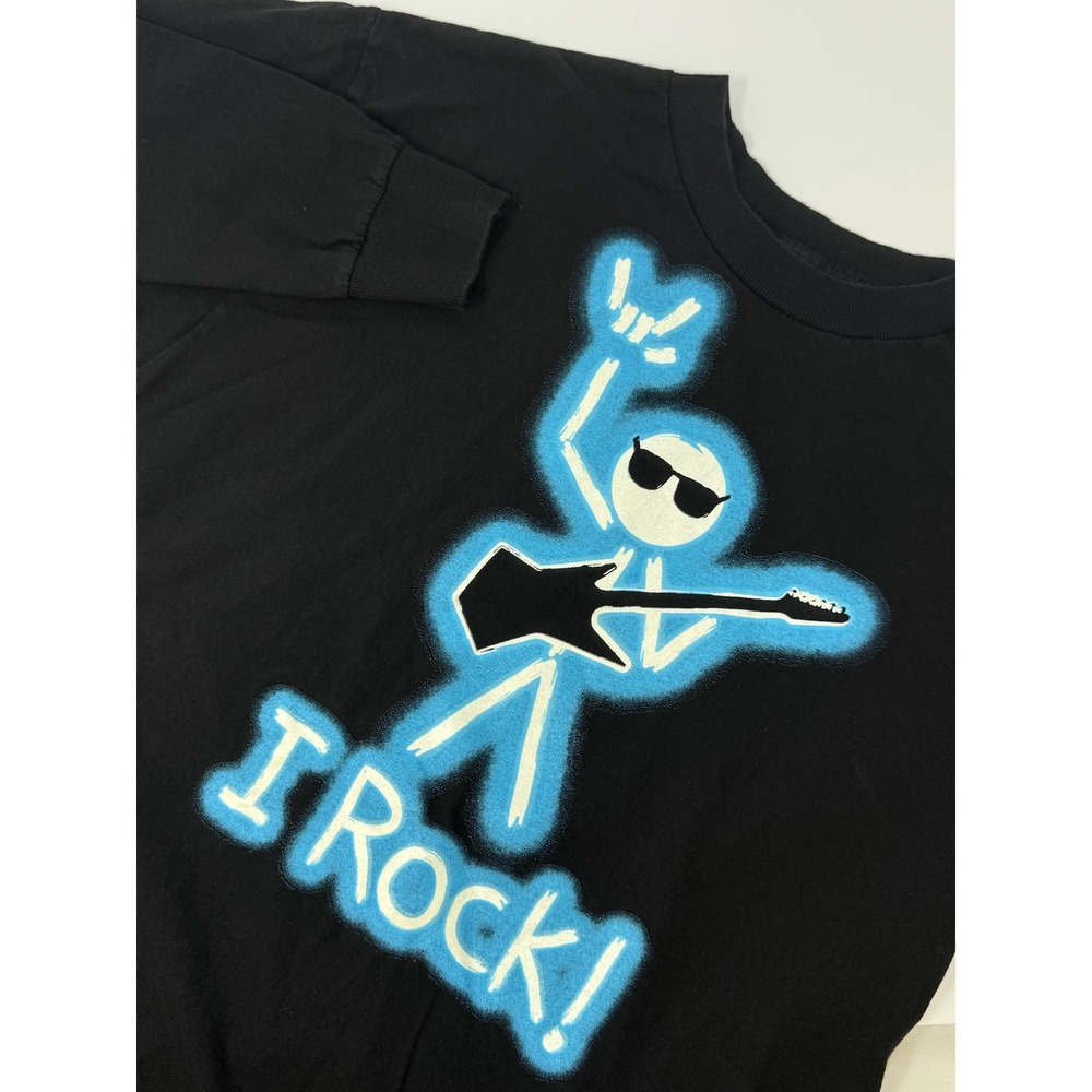 Urban Pipeline Mens XL Black I Rock Stick Figure Graphic Long Sleeve T-Shirt